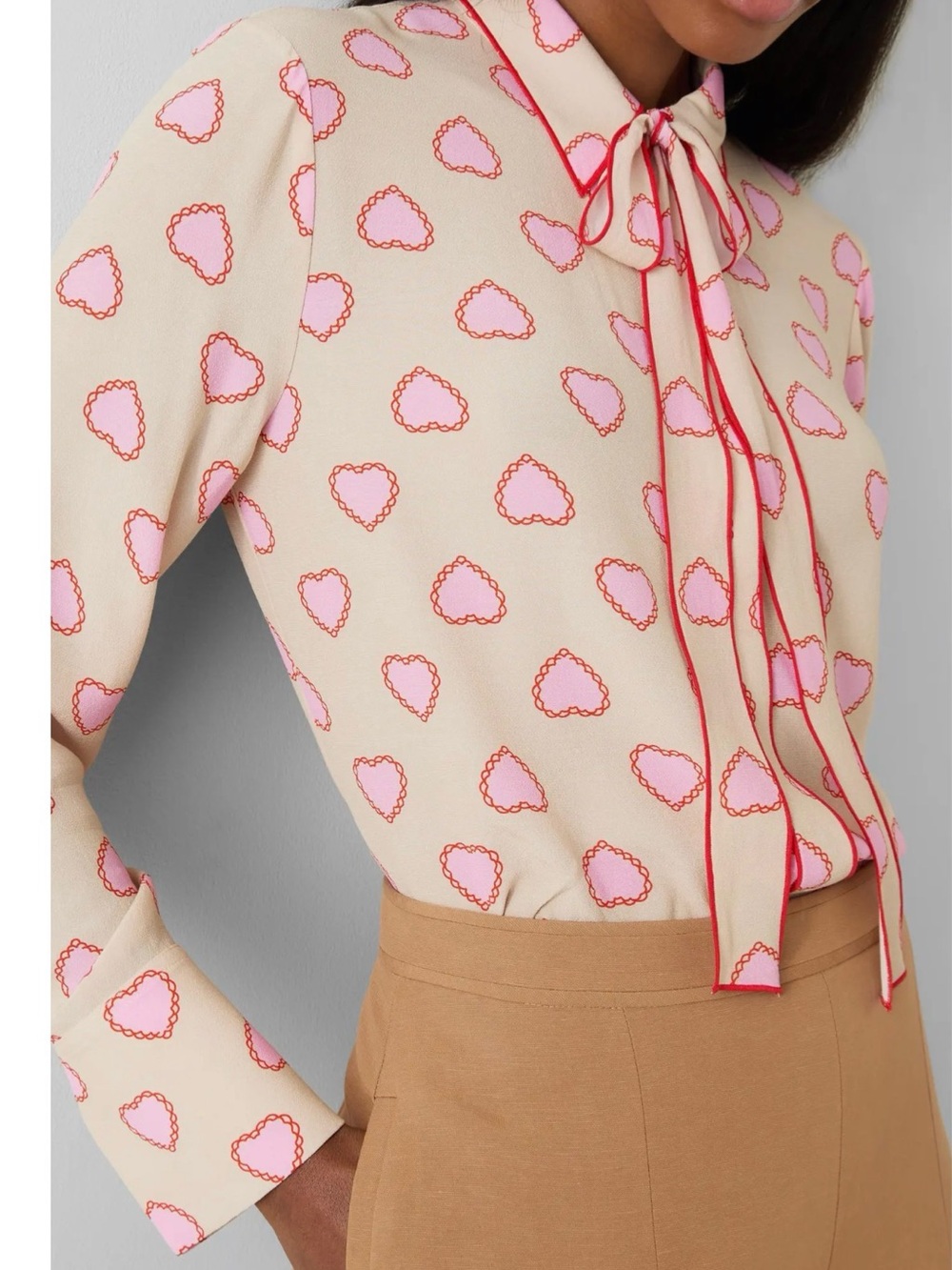 LK Bennett NWT Heart  Print Bow Blouse - Picture 2 of 12